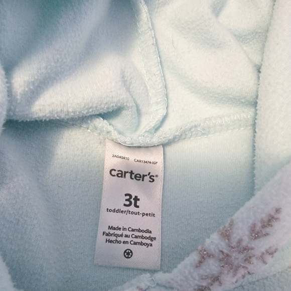 Blue ice princess fleece hoodie with tiara and sparkle snowflakes - Carter's - Picture 3 of 5